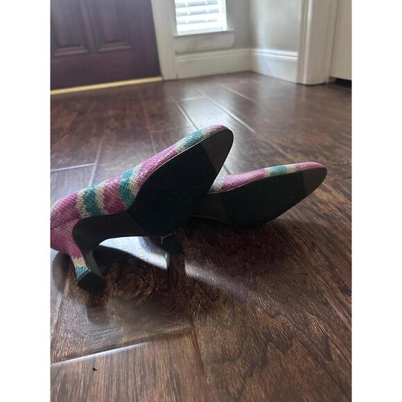 Bellini Pumps Purple Teal White Snakeskin Print Pointed Toe Kitten Heel Exotic - Picture 6 of 6